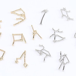 M8645-11 18個  12星座チャーム レジン封入パーツ ゴールド 3×（6ヶ） 2枚目の画像