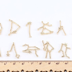 M8645-11 18個  12星座チャーム レジン封入パーツ ゴールド 3×（6ヶ） 3枚目の画像