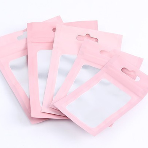 Q682-7 40枚 チャック付きポリ袋 ソフトピンクカラー ジッパー 袋
