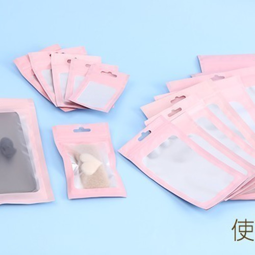 Q682-7 40枚 チャック付きポリ袋 ソフトピンクカラー ジッパー 袋