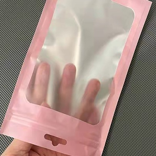 Q682-7 40枚 チャック付きポリ袋 ソフトピンクカラー ジッパー 袋