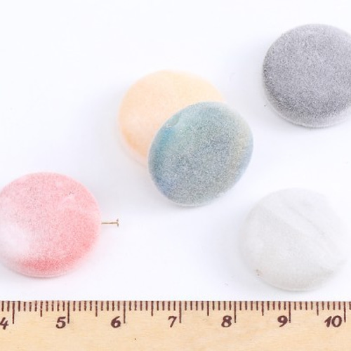 A3433-4 18個 フロッキービーズ コイン型 20mm 3X（6ヶ） ビーズ  