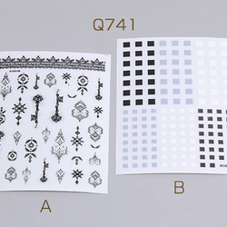 Q741-B  2枚   ネイルシール 8.5×12.3cm アンティーク調 全4種   2X（1枚） 1枚目の画像