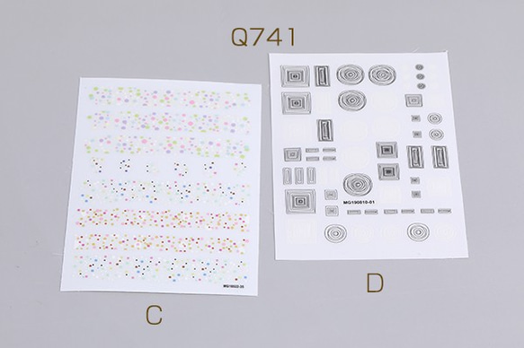 Q741-D  2枚   ネイルシール 8.5×12.3cm アンティーク調 全4種   2X（1枚） 2枚目の画像