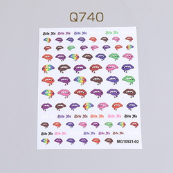Q740  2枚   ネイルシール 8.5×12.3cm 唇  2X（1枚） 1枚目の画像