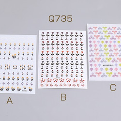 Q735-B  2枚   ネイルシール 8.5×12.3cm フラワー 全6種 2X（1枚） 1枚目の画像
