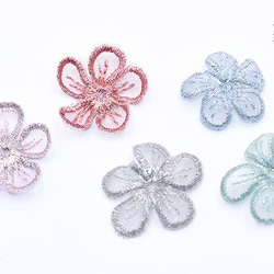 Q424_2 30個 刺繍ワッペン 桜シリーズ 5弁花 花びら 全6色 3X【10ヶ】 2枚目の画像