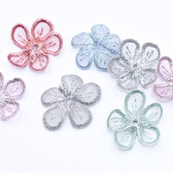 Q424_2 30個 刺繍ワッペン 桜シリーズ 5弁花 花びら 全6色 3X【10ヶ】 3枚目の画像