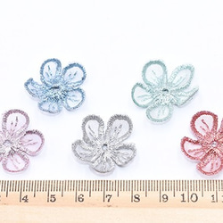 Q424_2 30個 刺繍ワッペン 桜シリーズ 5弁花 花びら 全6色 3X【10ヶ】 4枚目の画像