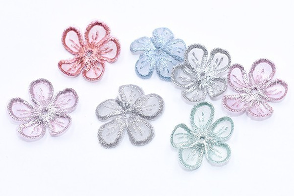 Q424_3 30個 刺繍ワッペン 桜シリーズ 5弁花 花びら 全6色 3X【10ヶ】 3枚目の画像