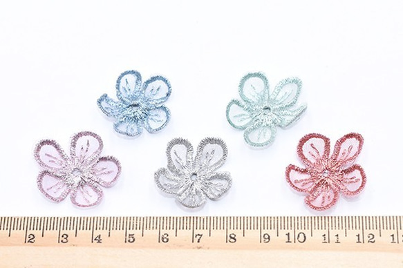 Q424_3 30個 刺繍ワッペン 桜シリーズ 5弁花 花びら 全6色 3X【10ヶ】 4枚目の画像