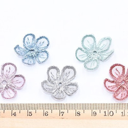 Q424_4 30個 刺繍ワッペン 桜シリーズ 5弁花 花びら 全6色 3X【10ヶ】 4枚目の画像