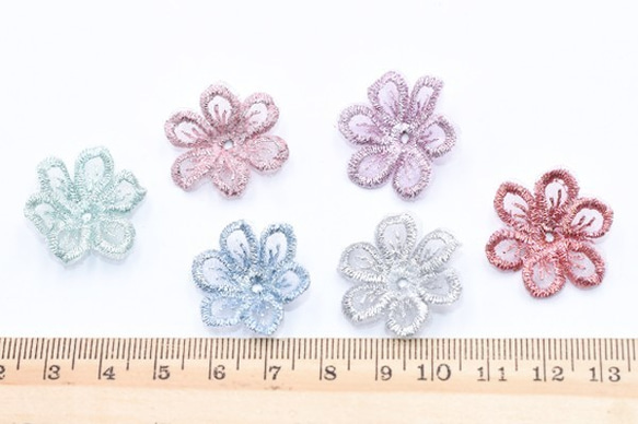 Q425_3 30個 刺繍ワッペン 桜シリーズ 6弁花 花びら 全6色 3X【10ヶ】 4枚目の画像