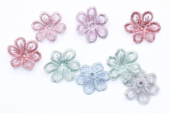 Q425_4 30個 刺繍ワッペン 桜シリーズ 6弁花 花びら 全6色 3X【10ヶ】 3枚目の画像