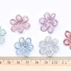 Q425_4 30個 刺繍ワッペン 桜シリーズ 6弁花 花びら 全6色 3X【10ヶ】 4枚目の画像