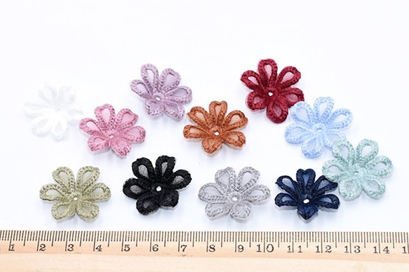 Q427_2 30個 刺繍ワッペン 桜シリーズ 6弁花 花びら 全11色 3X【10ヶ】 4枚目の画像