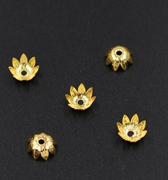 GM-028  300個  花座No.8 ビーズキャップ 10×4mm アクセサリーパーツ ゴールド  3X【100ヶ】 1枚目の画像