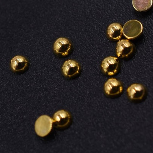 M3198 500個 ネイルパーツ メタルパーツ 半円 2mm ゴールド【約500ヶ
