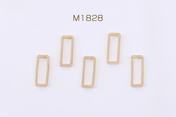 M1828 120個 フレームパーツ 長方形 8✘15mm ゴールド 3×【40ヶ】 1枚目の画像