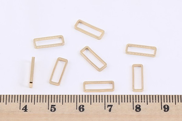 M1828 120個 フレームパーツ 長方形 8✘15mm ゴールド 3×【40ヶ】 4枚目の画像