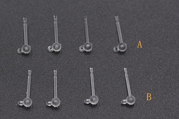 M2429_B 30個 樹脂ピアス 丸玉カン付 クリア 3x【10ヶ】 1枚目の画像