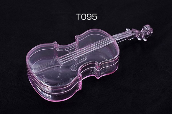 T095 3個 アクセサリーケース　ヴァイオリン 5.5×13×2cm ピンク ※ネコポス不可 3×【1ヶ】 1枚目の画像
