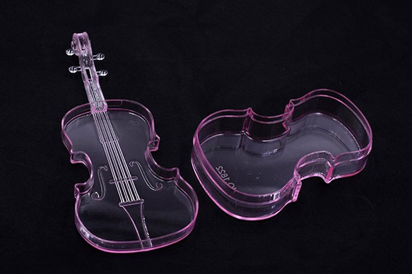 T095 3個 アクセサリーケース　ヴァイオリン 5.5×13×2cm ピンク ※ネコポス不可 3×【1ヶ】 2枚目の画像