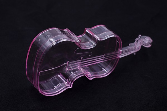 T095 3個 アクセサリーケース　ヴァイオリン 5.5×13×2cm ピンク ※ネコポス不可 3×【1ヶ】 4枚目の画像