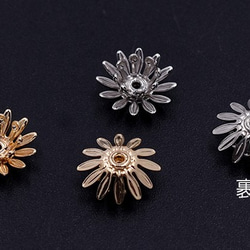 M3983-G 18個 メタルフラワー 花座 菊 ビーズキャップ 10×10mm 3×【6ヶ】 2枚目の画像