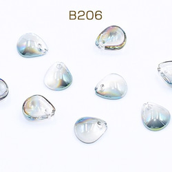 B206 60個 ガラスチャーム 花びら 1穴 10×12mm オーロラ ライトグリーン 3X【20ヶ】 1枚目の画像
