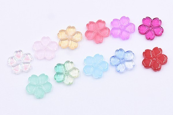 B304-3 60個 高品質チェコガラスチャーム 桜 穴あり 13×13mm 全11色 3X【20ヶ】 2枚目の画像