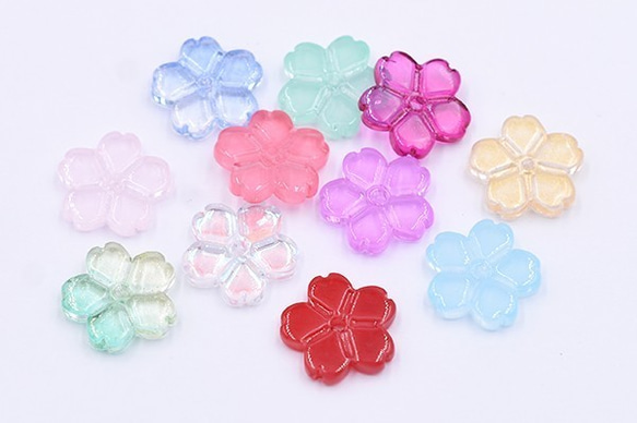 B304-3 60個 高品質チェコガラスチャーム 桜 穴あり 13×13mm 全11色 3X【20ヶ】 3枚目の画像