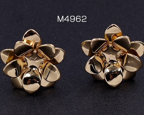 M4962 6個 ピアス金具 フラワー 14×14mm 3X【2ヶ】 金具・チェーン