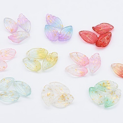 B391-6 60個 チェコガラスチャーム ゴールド 箔入り 花びら 1穴 12×22mm 全10色 3X【20ヶ】 4枚目の画像