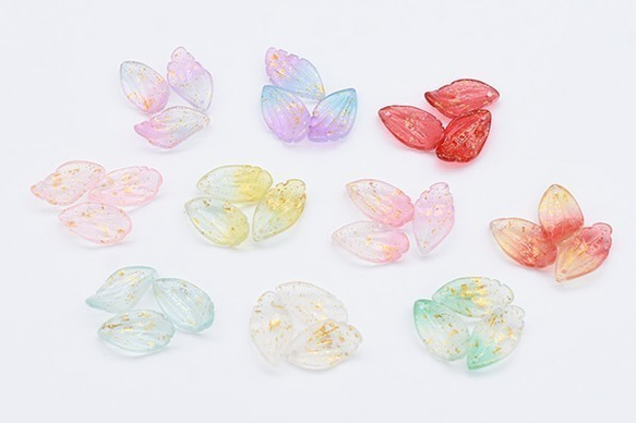 B391-6 60個 チェコガラスチャーム ゴールド 箔入り 花びら 1穴 12×22mm 全10色 3X【20ヶ】 4枚目の画像