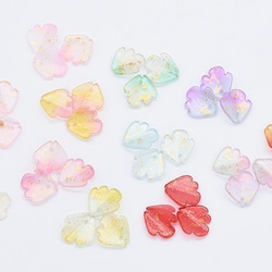 B393-6 60個 チェコガラスチャーム ゴールド 箔入り 花びら 1穴 17×18mm 全12色 3X【20ヶ】 3枚目の画像