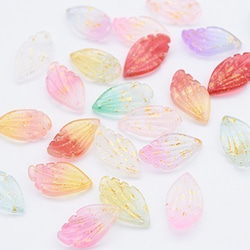 B394-7 60個 チェコガラスチャーム ゴールド 箔入り 花びら 1穴 10×18mm 全12色 3X【20ヶ】 3枚目の画像