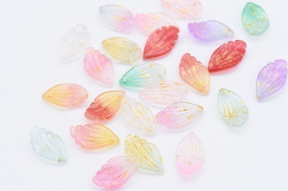 B394-7 60個 チェコガラスチャーム ゴールド 箔入り 花びら 1穴 10×18mm 全12色 3X【20ヶ】 3枚目の画像