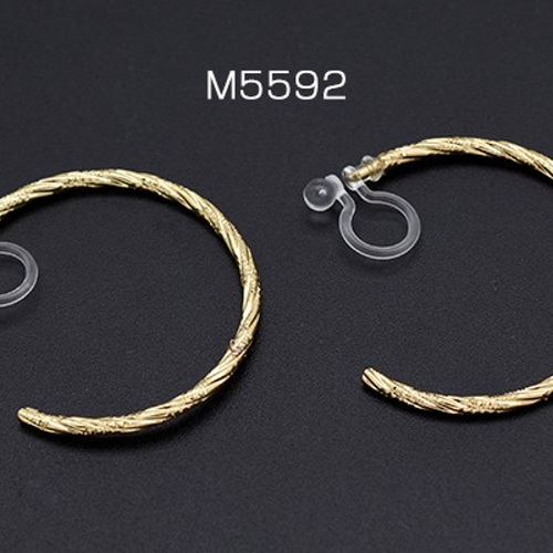 M5592 6個 ノンホールピアス 樹脂イヤリング Cフープ ツイスト 31mm 3X