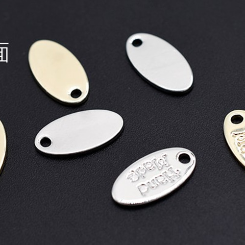 M5588-G 30個 ミニチャーム ハンドメイドタグ メタルプレート 楕円形 1