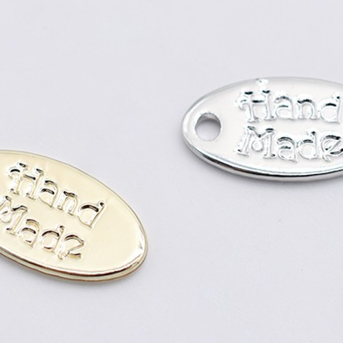 M5588-G 30個 ミニチャーム ハンドメイドタグ メタルプレート 楕円形 1