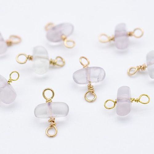 M5535-1 6個 高品質天然石チャーム めがね留め 角柱B コネクター