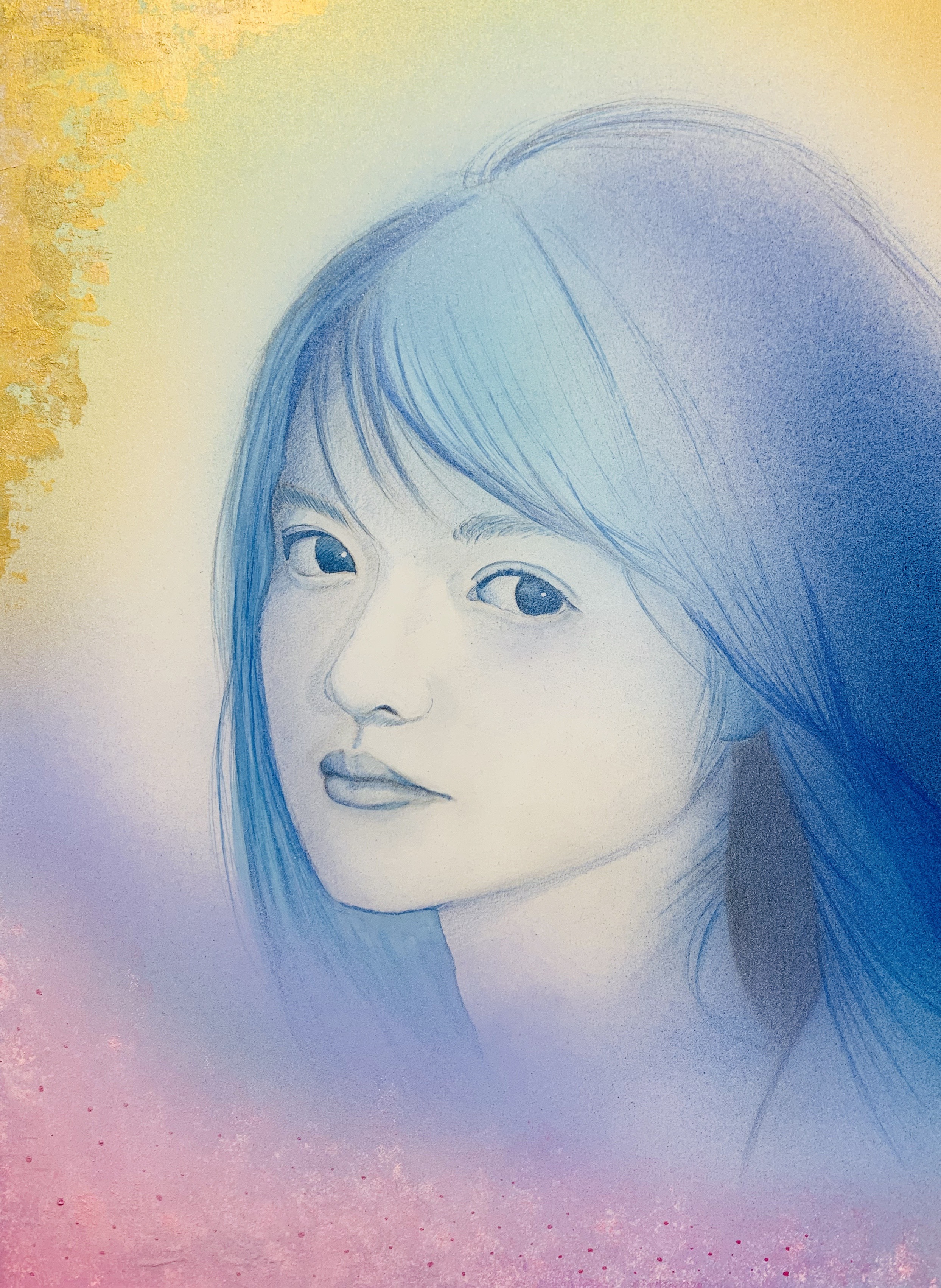 色鉛筆画　美人画　浜辺美波さん似？　① 色鉛筆画 美人画 浜辺美波さん似？ ① 色鉛筆画 美人画 浜辺美波さん