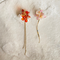 モーヴピンクの小花が大人可愛い♡オーブリエチアのツイストイヤリング/ピアス 5枚目の画像