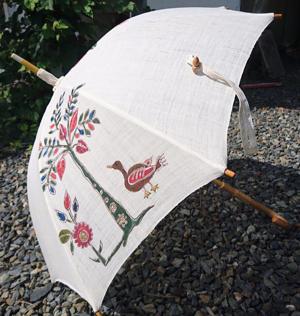 麻生平　インド更紗紋　筒描き　日傘　生命樹 2枚目の画像