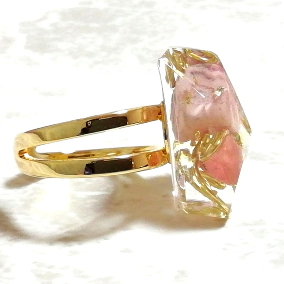 UE008 インカローズ 13号フリー 22mm オルゴナイト 大きな指輪 リング pinkgold 9枚目の画像