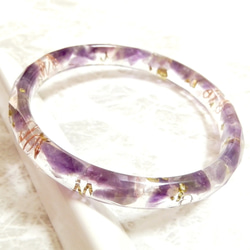 SE017 アメジスト オルゴナイト バングル(細) ブレスレット purple 内周18.8cm 13.5g 1枚目の画像