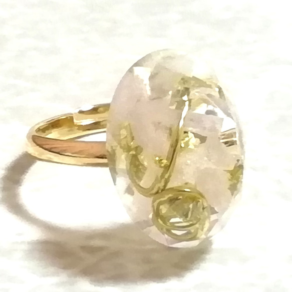 SJ048 クンツァイト ピンキーリング 3号フリー 楕円形14mm オルゴナイト 指輪 pinkgold 5枚目の画像