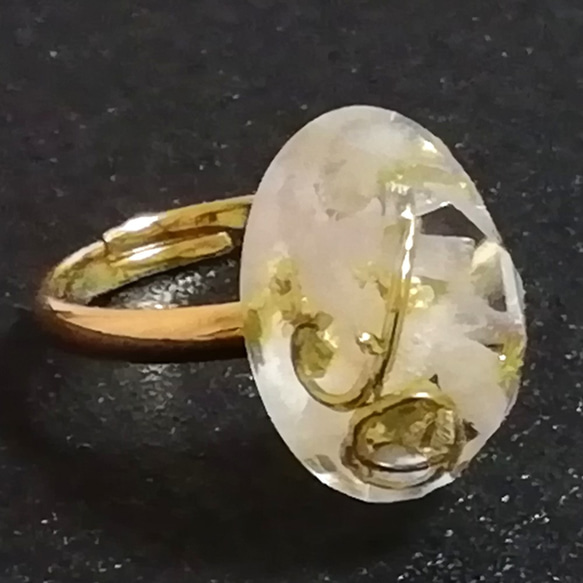 SJ048 クンツァイト ピンキーリング 3号フリー 楕円形14mm オルゴナイト 指輪 pinkgold 6枚目の画像