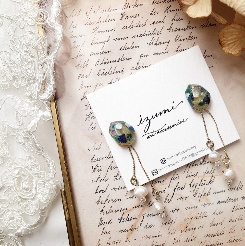 アートアクセサリー【アートの雫】art drops No.2ピアス/イヤリング/２wayタイプ